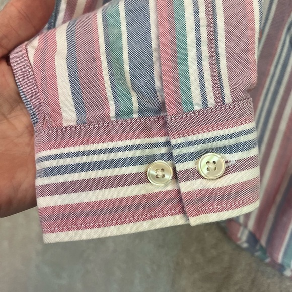 Vintage L.L. Beans Women's 100% Cotton Poplin Striped Button Down Sz MP Prep - Picture 5 of 12